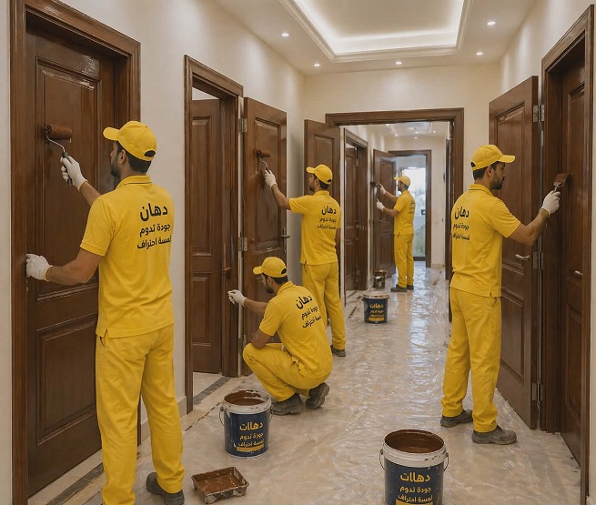 دهان الابواب الخشب بجدة