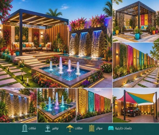 تصميم شلالات بجدة - تركيب نجيل صناعي للجدران جدة - شركة تصميم نوافير بجدة